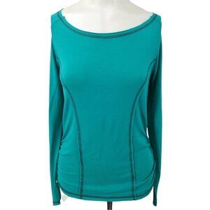 Bloom Keyhole Back Knit Shirt Size M Bamboo Long Sleeve Raw Edge Workout Stretch